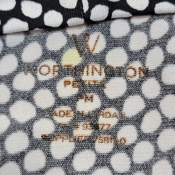 Worthington No Sleeve B&W Dots Blouse Cowl Neck - Size Petite Medium - Picture 6 of 7